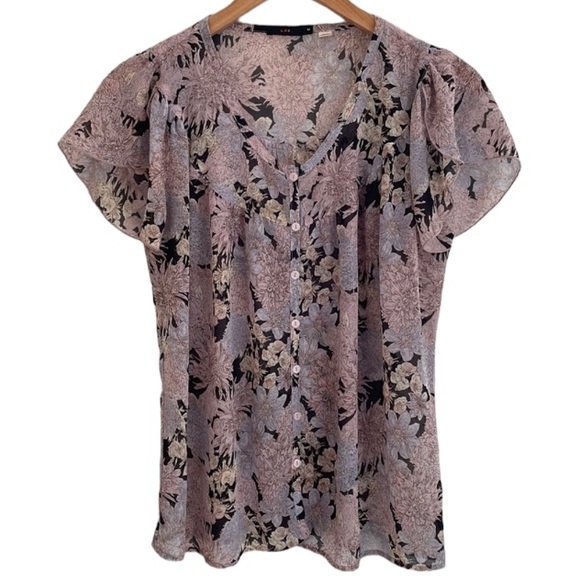 LUX Floral Butterfly Sleeve Top - Picture 1 of 9